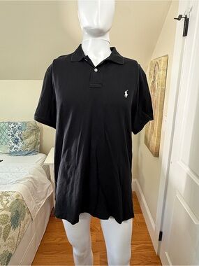 🏇Polo by Ralph Lauren Black Men’s Short-Sleeve Polo with White Pony